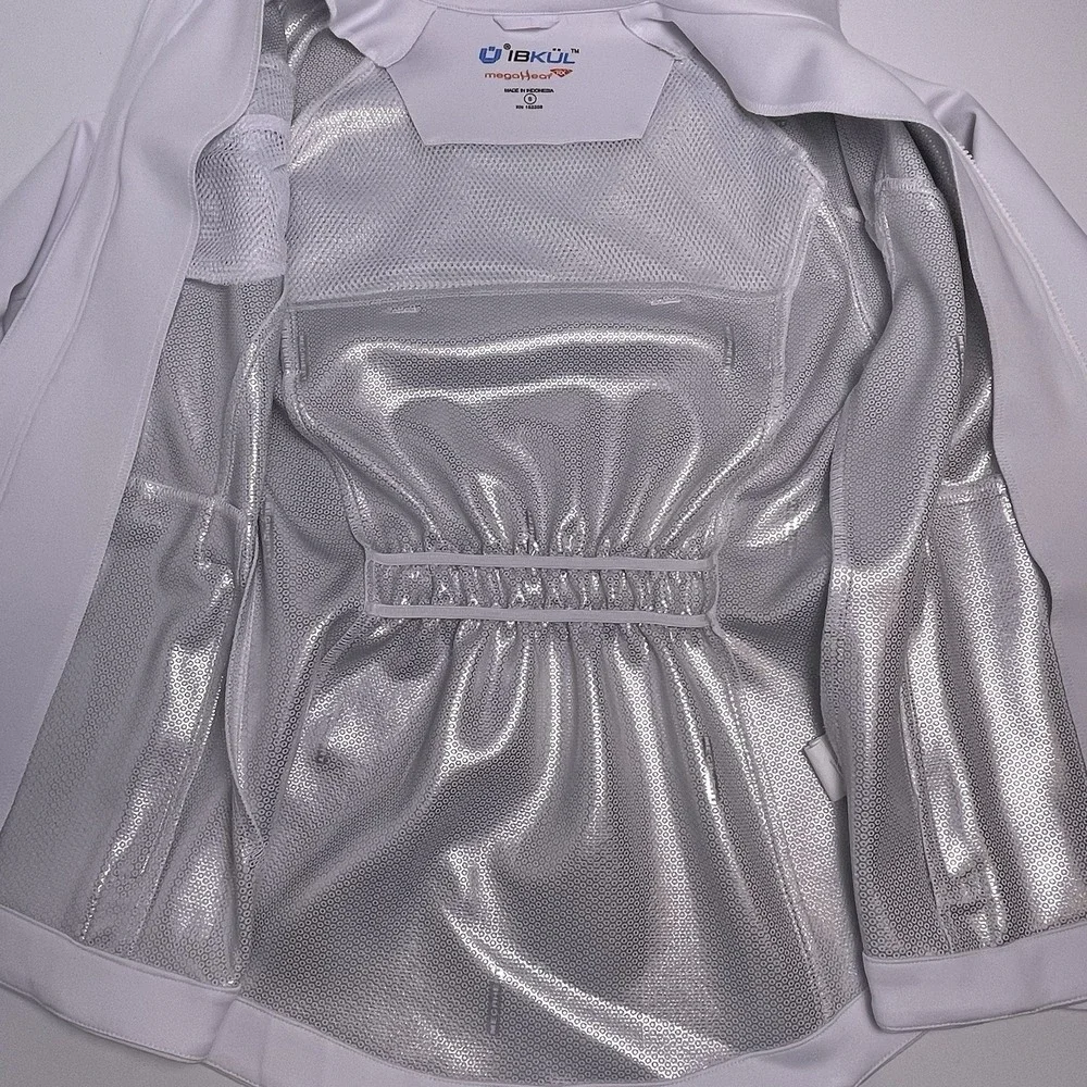 IBKUL Women's Small White Full Zip Jacket‎ Icefil Cooling UPF 50+ Mock Neck